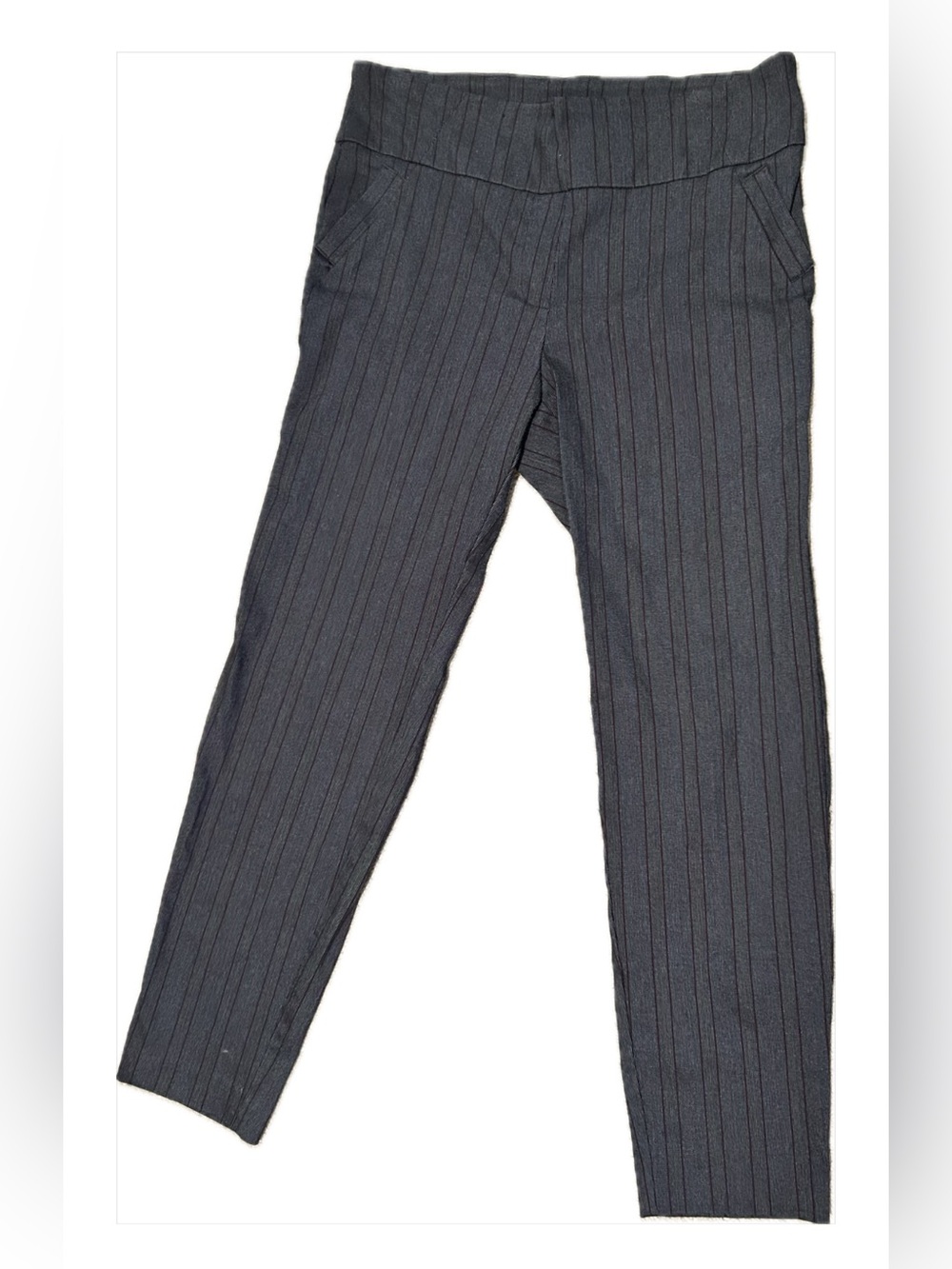 Soho Women's Dark Gray Pinstripe Pants